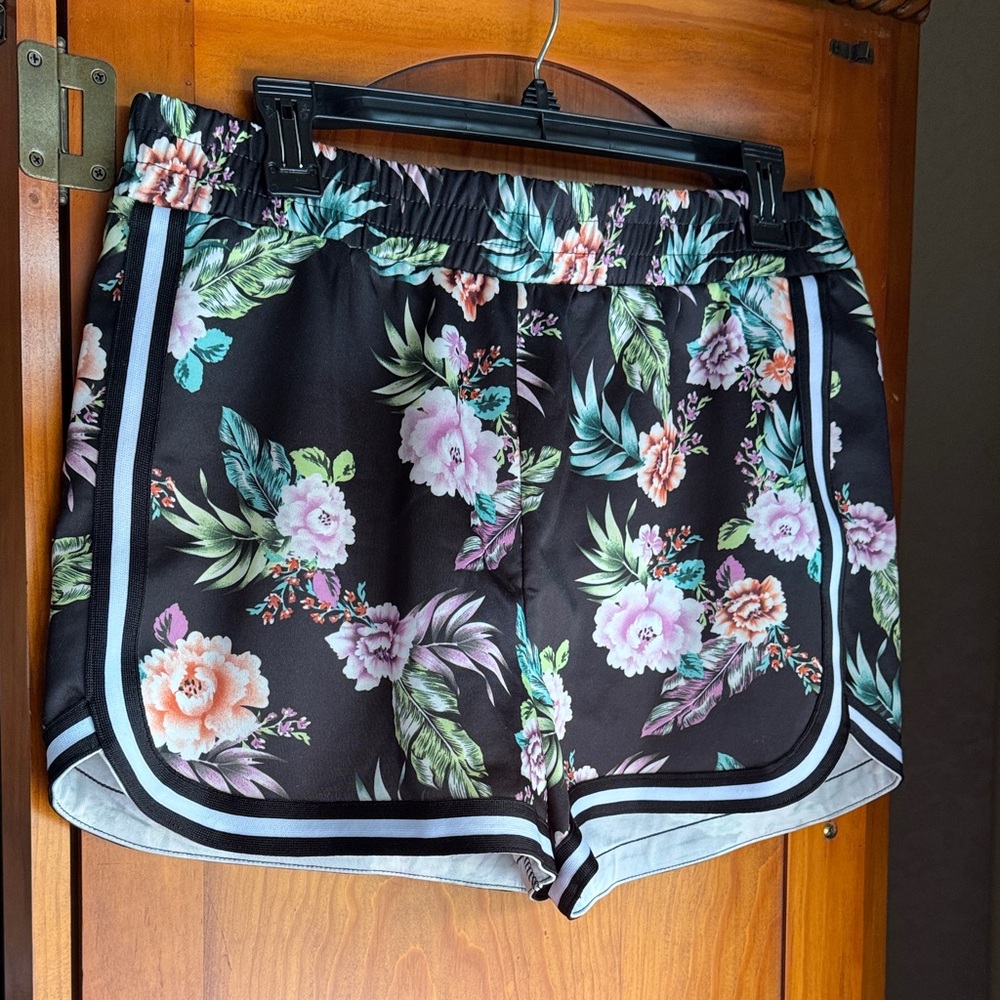 No Boundaries Black Floral Athletic Shorts